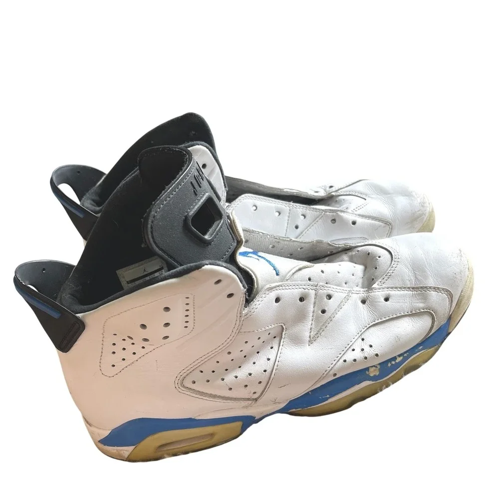 Jordan 6 Retro Sport Blue White Black Basketball Shoes 384664-107 Mens Size 8.5